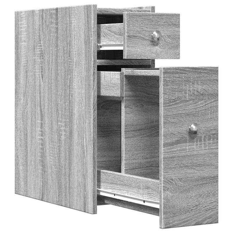 Narrow Bathroom Cupboard with Wheels Grey Sonoma Engineered Wood