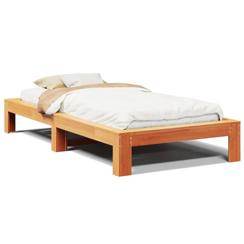 Bed Frame without Mattress Wax Brown 75x190 cm Small Single Solid Wood Pine