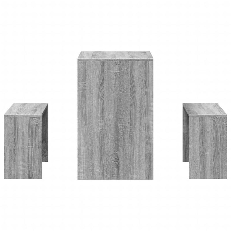 3 Piece Dining Table and Bench set Grey Sonoma Engineered Wood