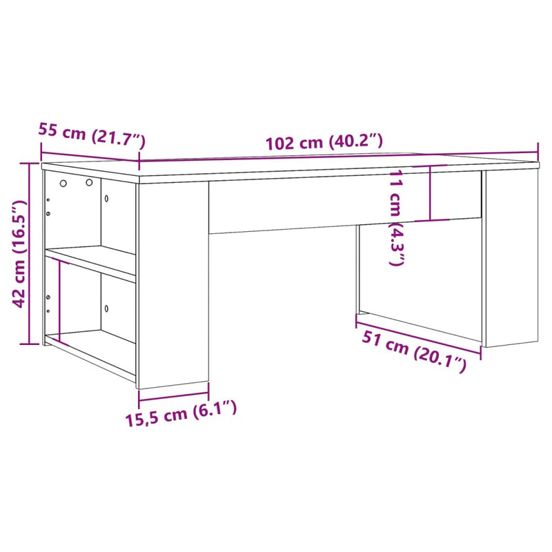 Coffee Table Artisan Oak 102x55x42 cm Engineered Wood