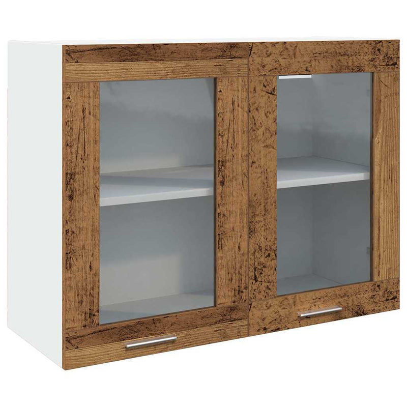 Hanging Glass Cabinet Old Wood 80x31x60 cm Engineered Wood