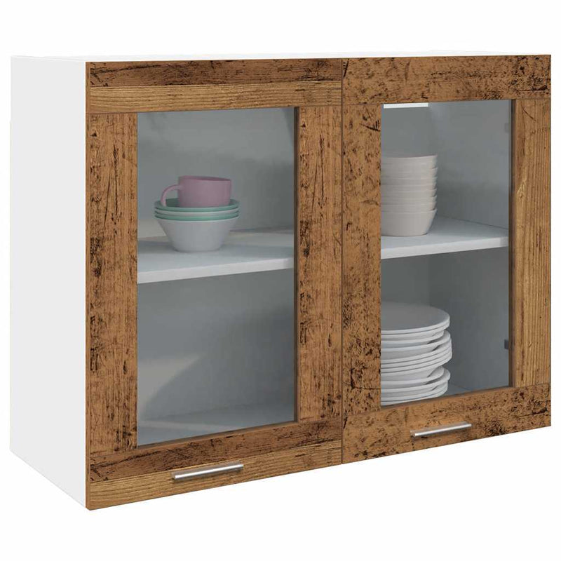 Hanging Glass Cabinet Old Wood 80x31x60 cm Engineered Wood