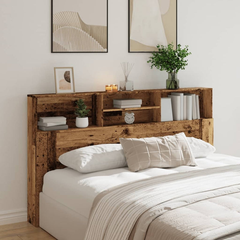 Headboard Cabinet Old Wood 180x19x103.5 cm Engineered Wood