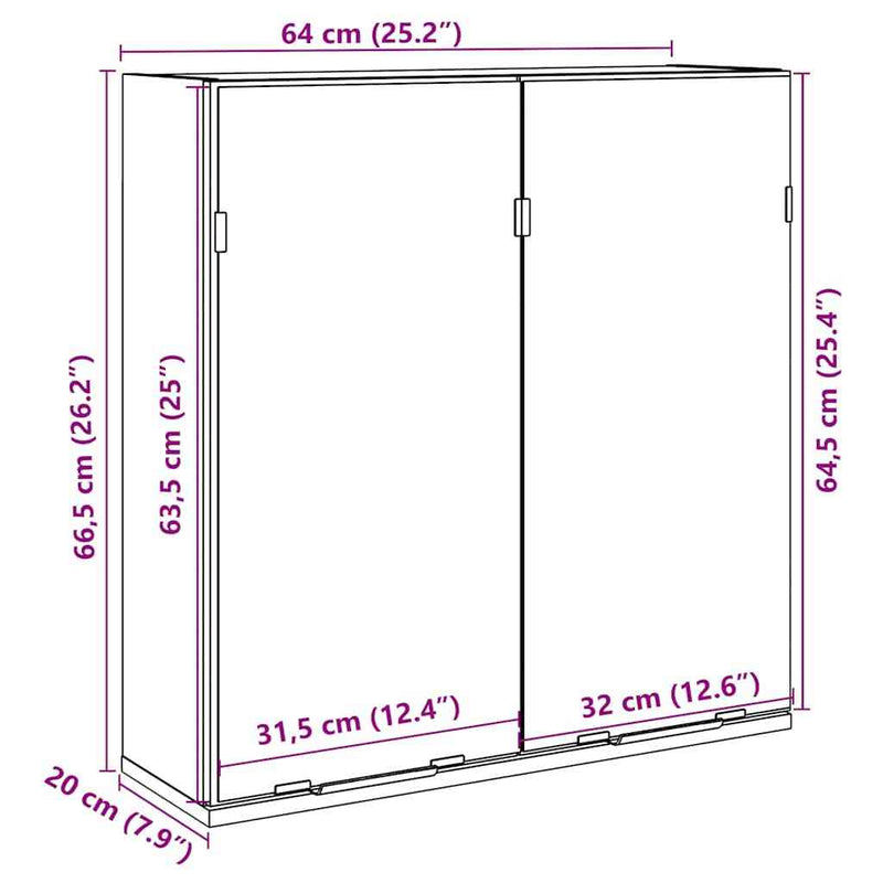 Bathroom Mirror Cabinet Old Wood 64x20x66.5 cm Engineered Wood