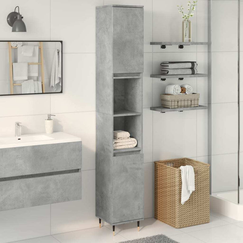 Bathroom Cabinet Concrete Grey 30x30x190 cm Engineered Wood