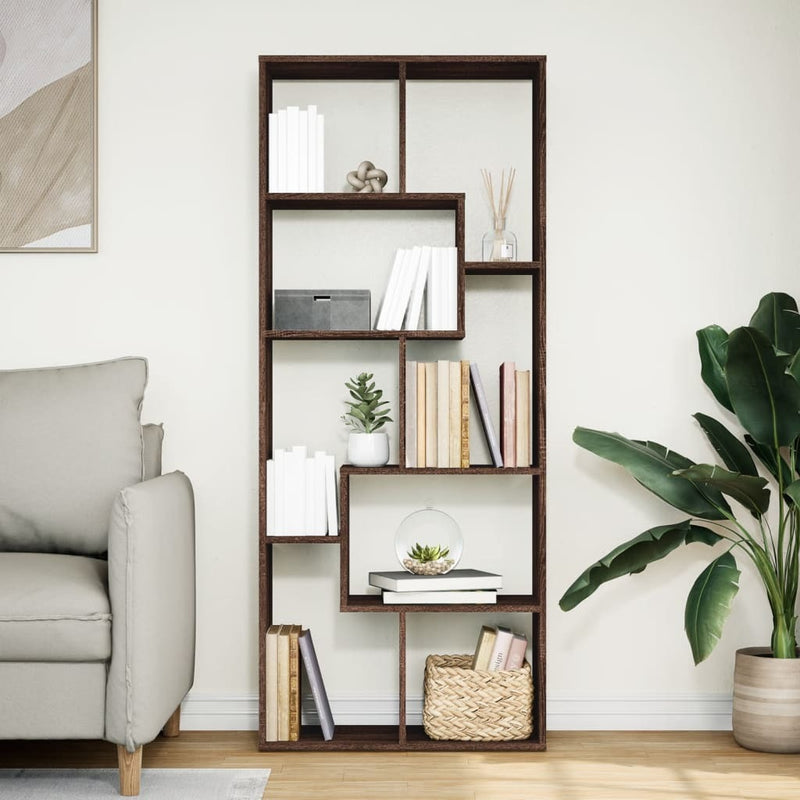 Room Divider Bookcase Brown Oak 67x25x161.5 cm Engineered Wood