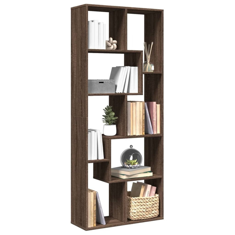 Room Divider Bookcase Brown Oak 67x25x161.5 cm Engineered Wood