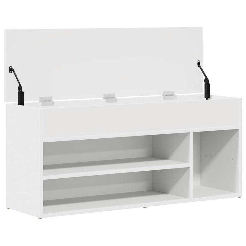 Shoe Bench White 102x30.5x45 cm Engineered Wood