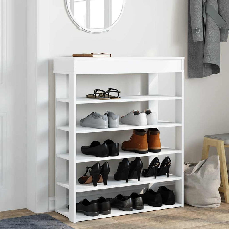 Shoe Rack White 80x30x98 cm Engineered Wood