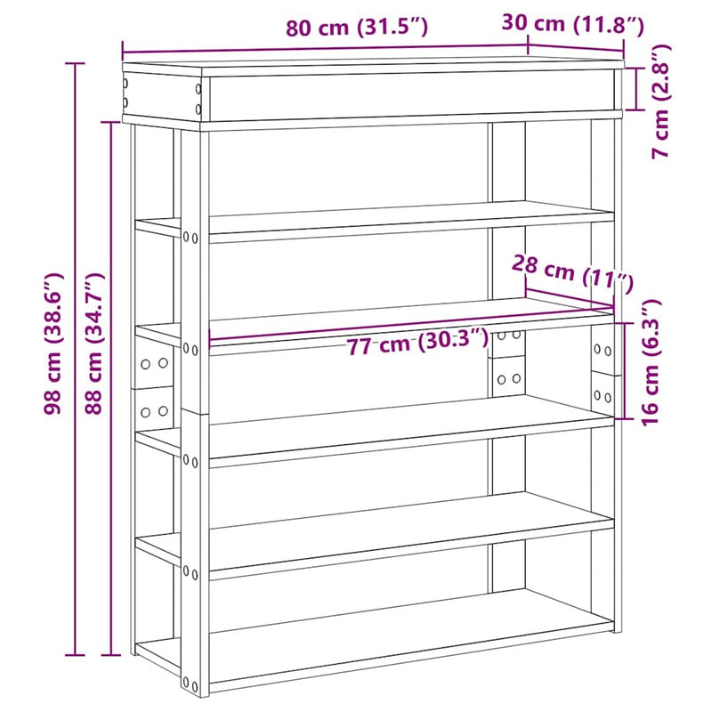 Shoe Rack White 80x30x98 cm Engineered Wood