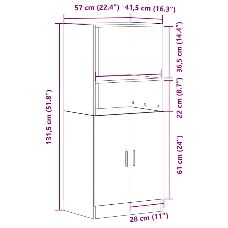 Kitchen Cabinet Concrete Grey 57x41.5x131.5 cm Engineered Wood