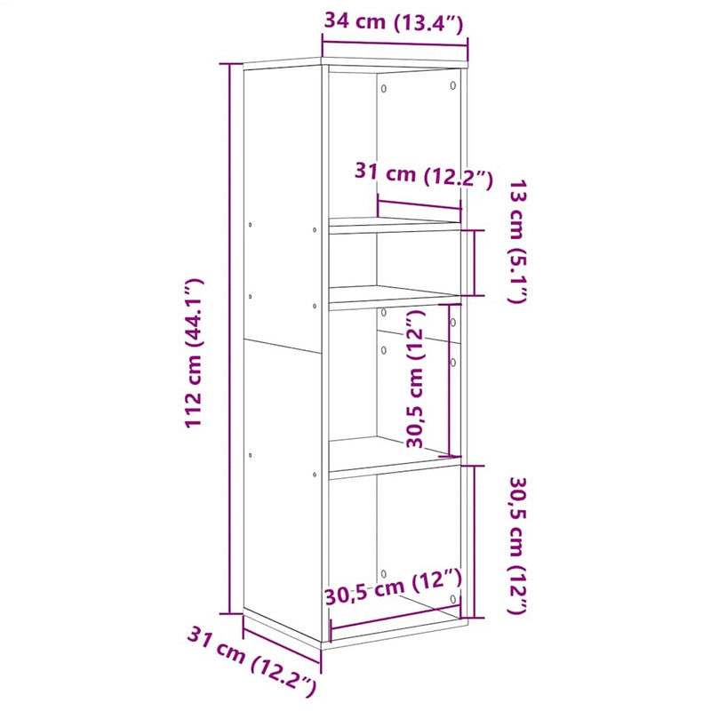 Book Cabinet Grey Sonoma 34x31x112 cm Engineered Wood