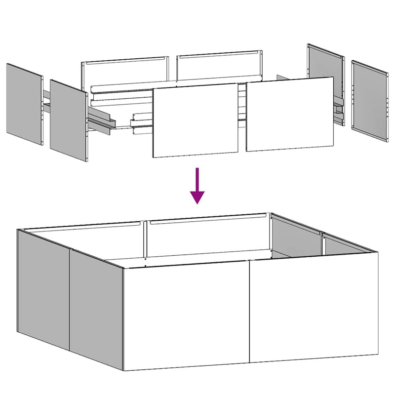 Planter White 80x80x30 cm Steel