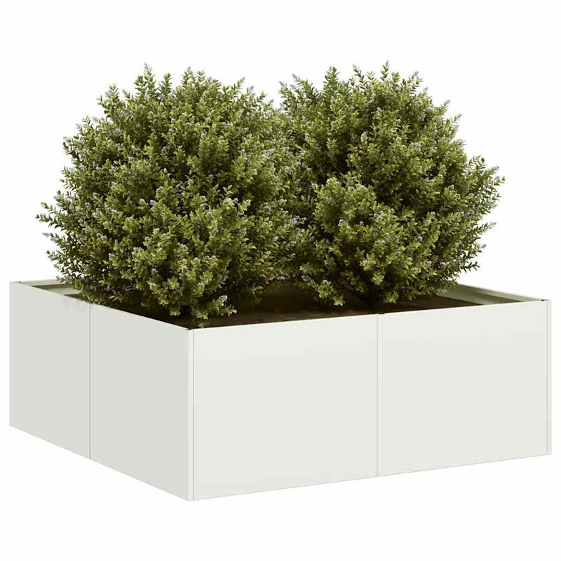 Planter White 80x80x30 cm Steel