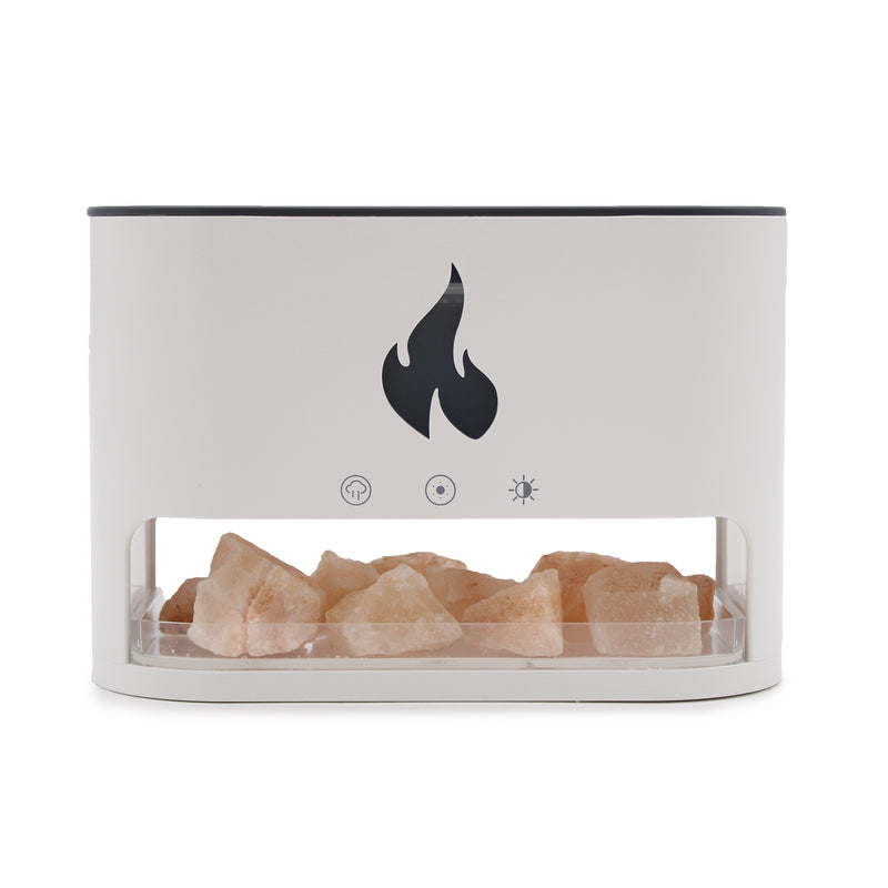 White Blaze Aroma Diffuser - Himalayan Salt Chamber - USB-C - Flame Effect (Salt included) - Per case: 1 Piece