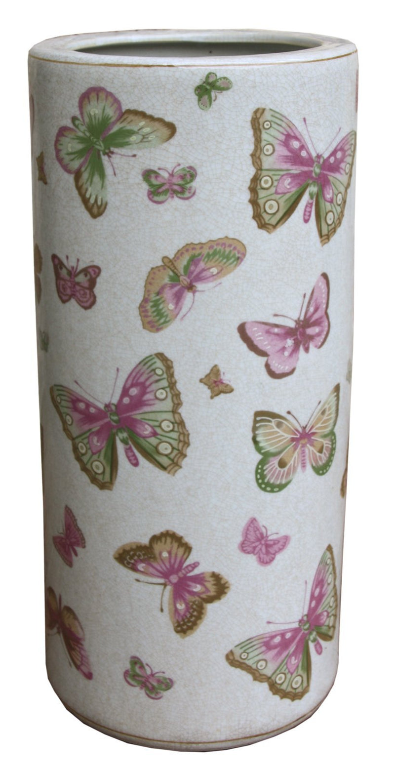 Ceramic Umbrella Stand, Butterfly Design