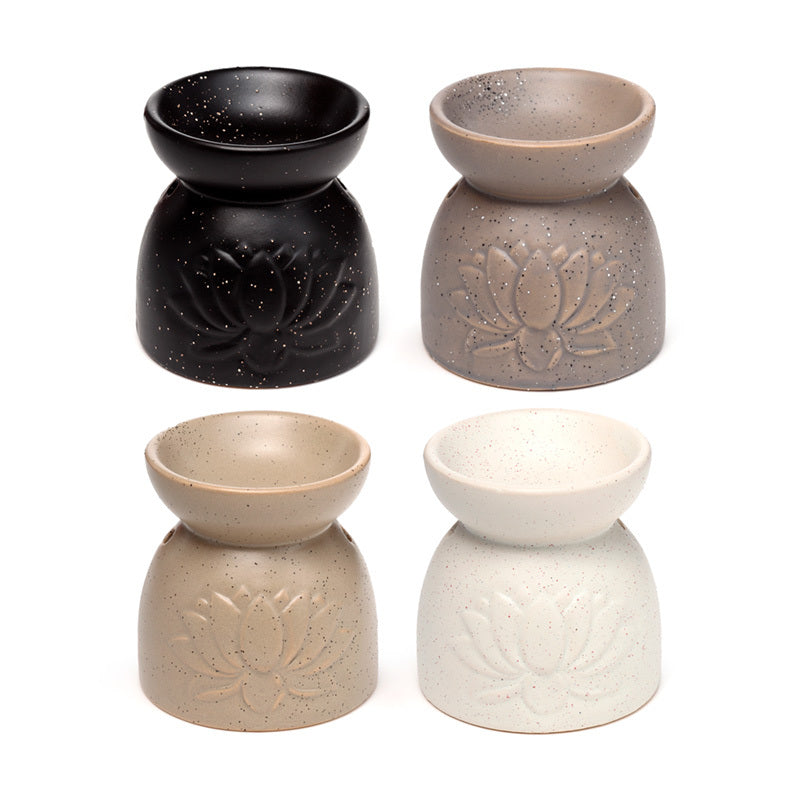 Ceramic Oil  and  Wax Burner - Eden Stone Effect Embossed Lotus