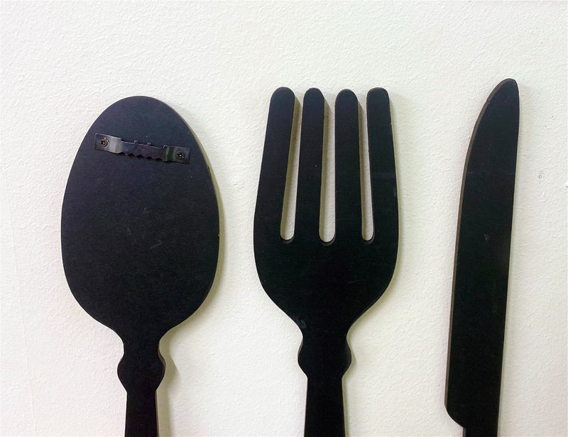 Black Three Piece Cutlery Wall Decoration 39cm