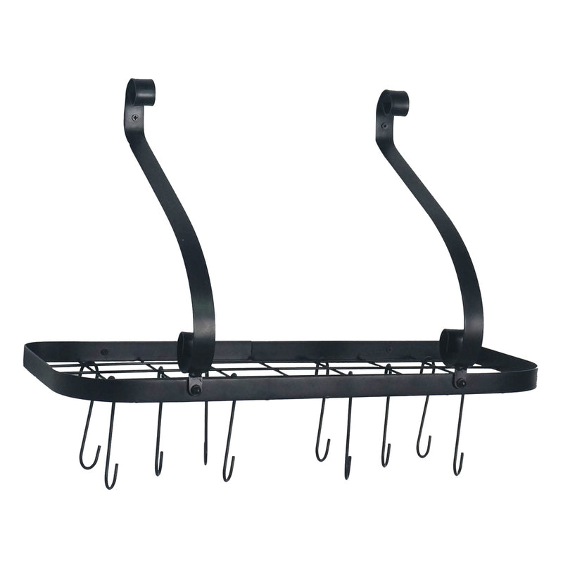 Wall Mount Pot Pan Rack with 10 Hooks(Black)