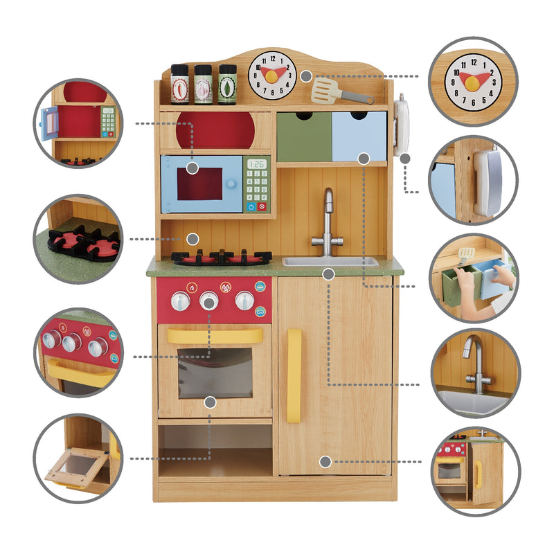 Wooden Kitchen Toy Kitchen With 5 Role Play Accessories TD-11708A