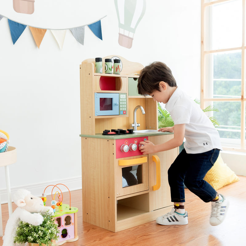 Wooden Kitchen Toy Kitchen With 5 Role Play Accessories TD-11708A