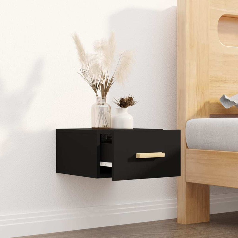 Wall-mounted Bedside Cabinet Black 35x35x20 cm