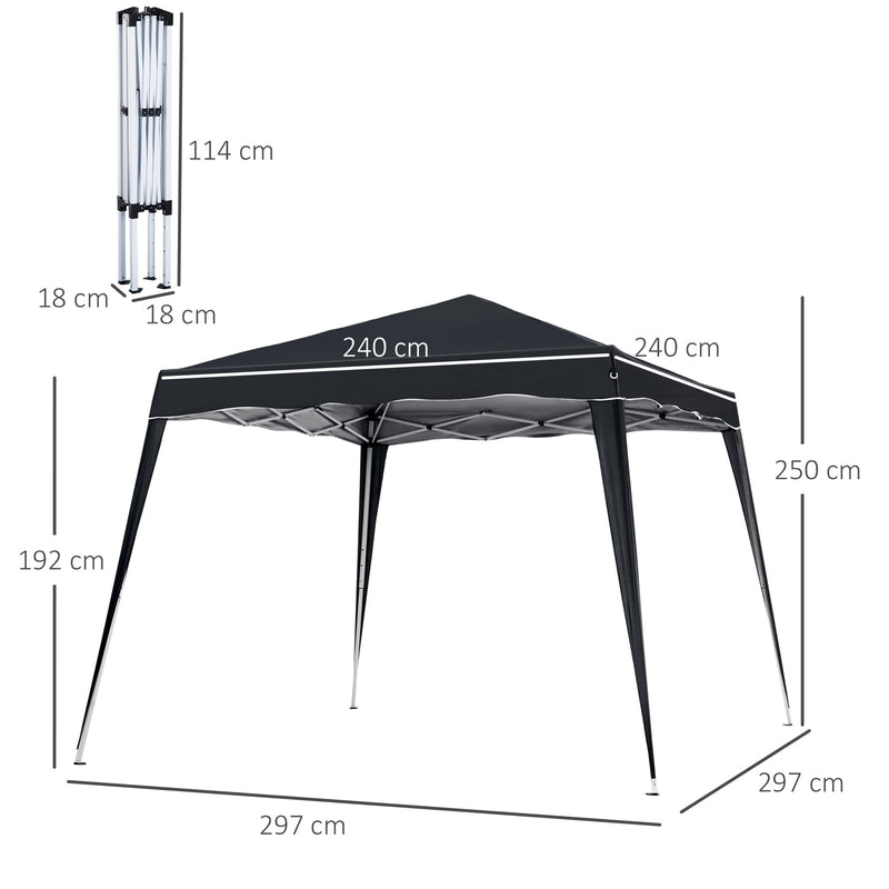 Outsunny Pop-Up Tent,  3Lx3Wx2.4H m-Black