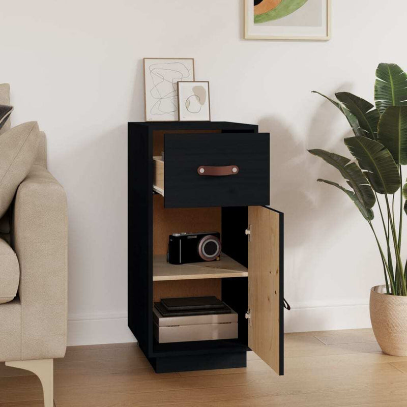 Sideboard Black 34x40x75 cm Solid Wood Pine