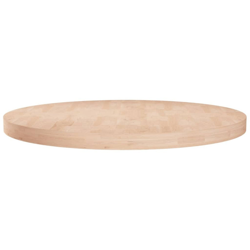 Round Table Top 80x4 cm Untreated Solid Wood Oak