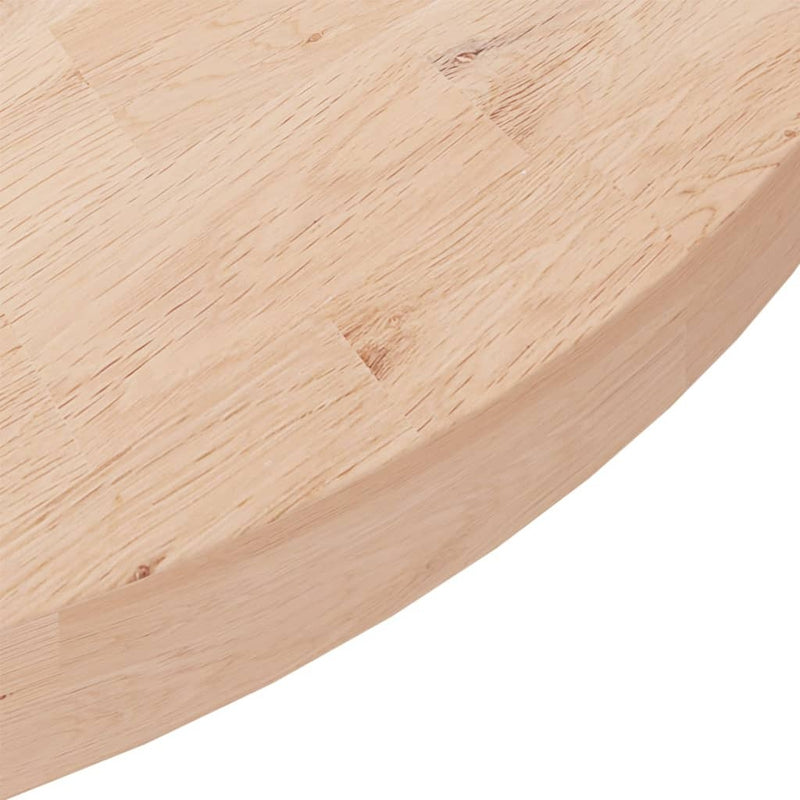 Round Table Top 90x4 cm Untreated Solid Wood Oak