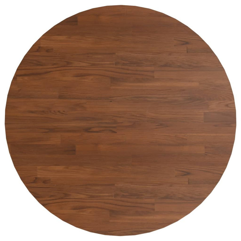 Round Table Top Dark Brown 80x1.5 cm Treated Solid Wood Oak