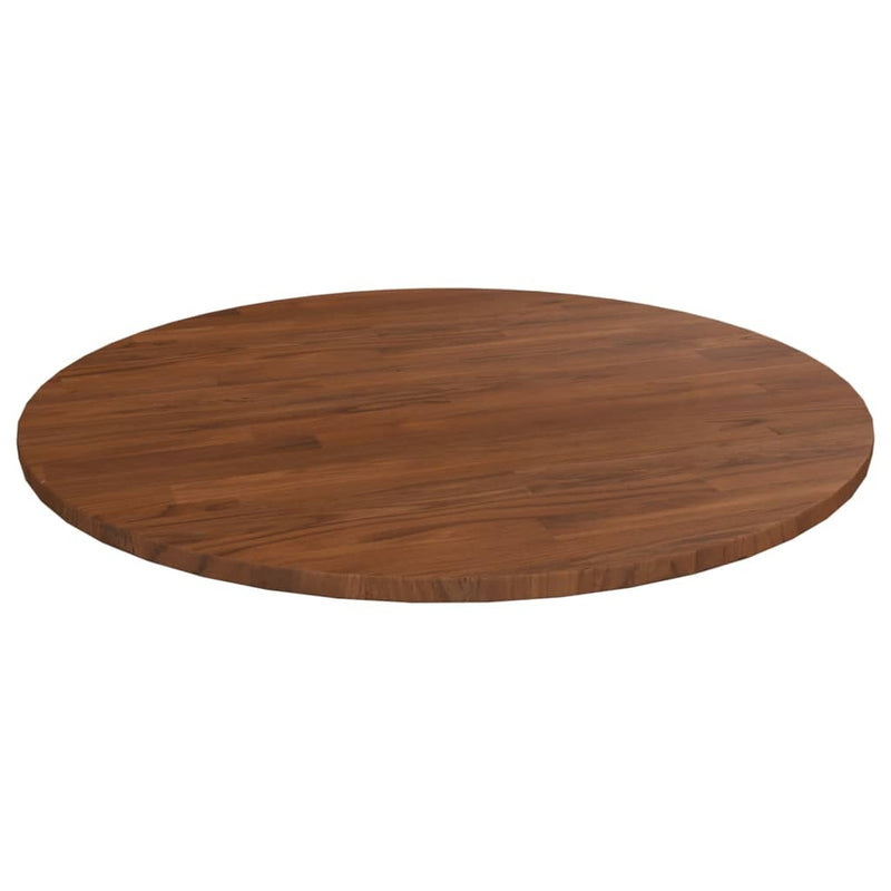 Round Table Top Dark Brown 80x1.5 cm Treated Solid Wood Oak