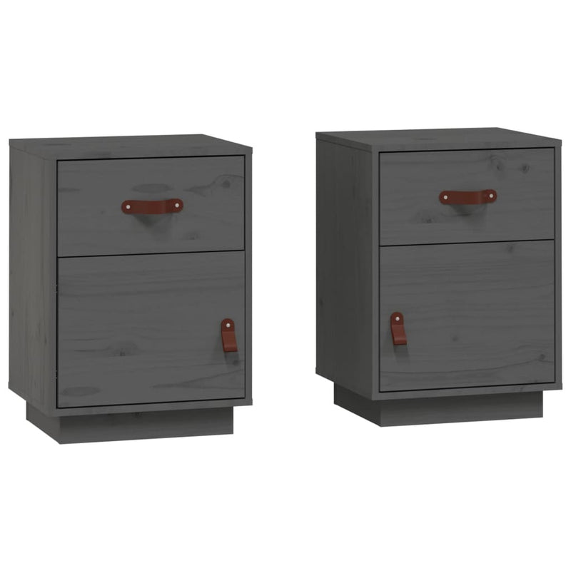 Bedside Cabinets 2 pcs Grey 40x34x55 cm Solid Wood Pine