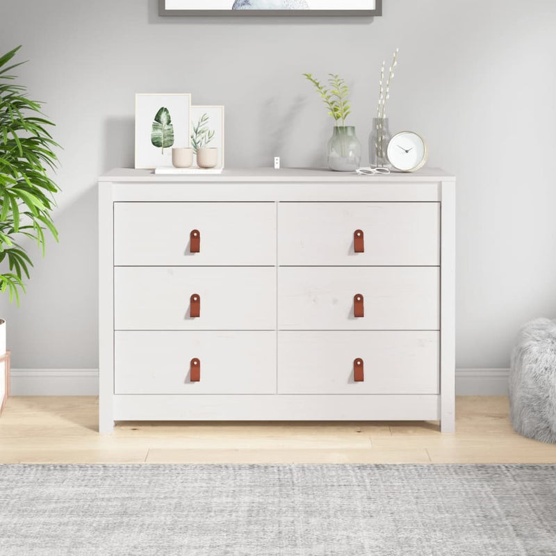 Side Cabinet White 100x40x72 cm Solid Wood Pine