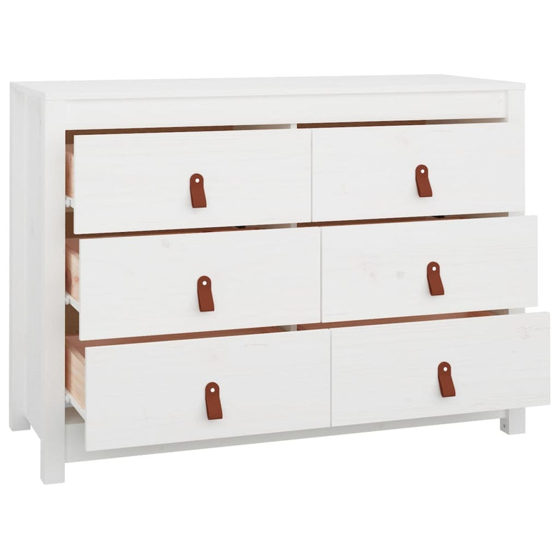 Side Cabinet White 100x40x72 cm Solid Wood Pine