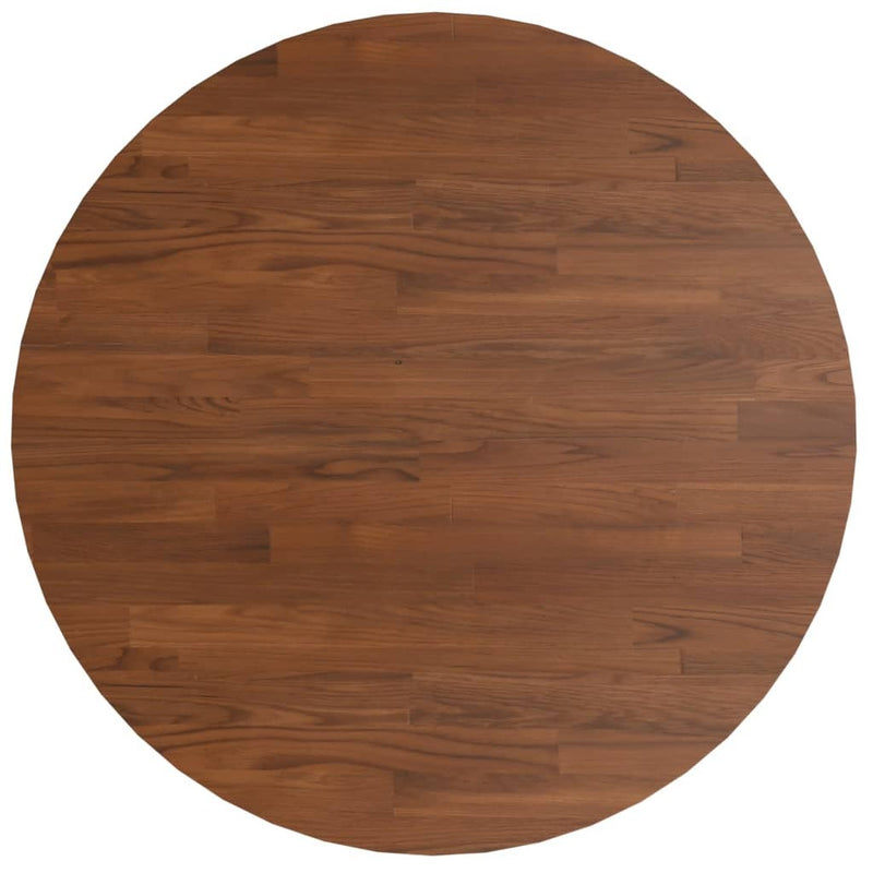 Round Table Top Dark Brown 70x1.5 cm Treated Solid Wood Oak