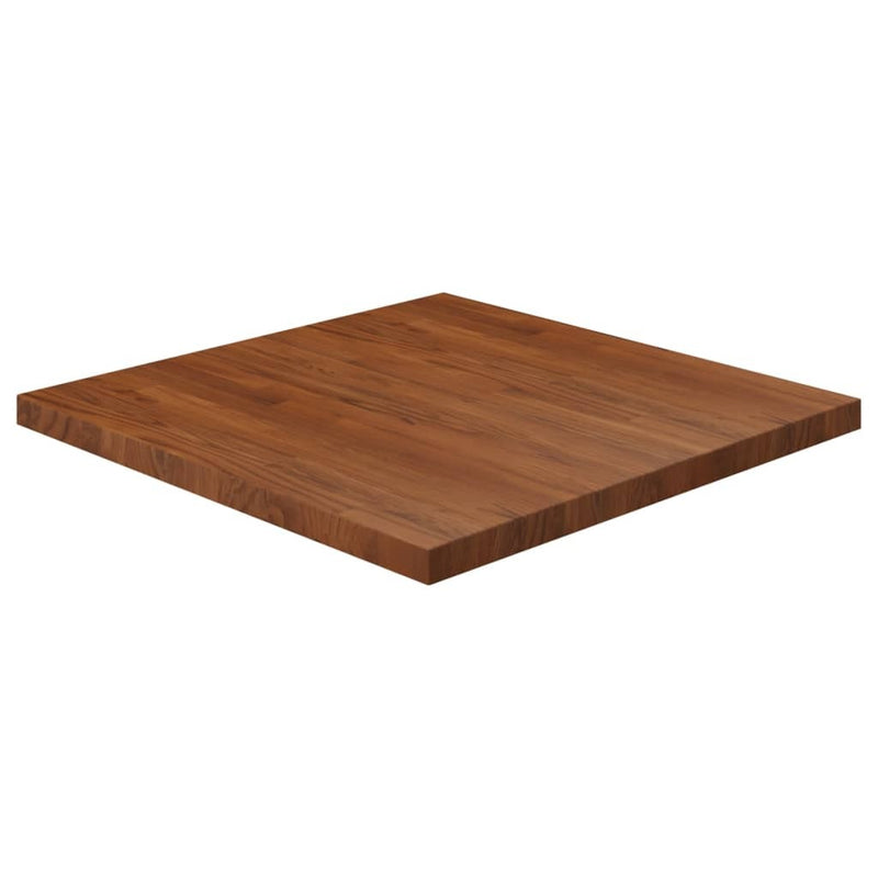 Square Table Top Dark Brown 80x80x4cm Treated Solid Wood Oak