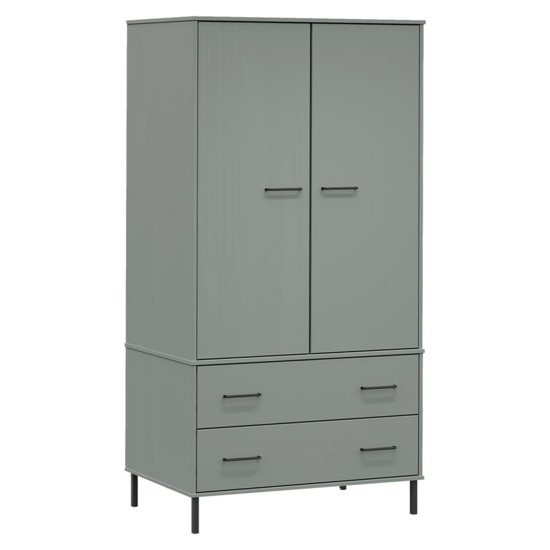 Wardrobe with Metal Legs Grey 90x55x172.5 cm Solid Wood OSLO