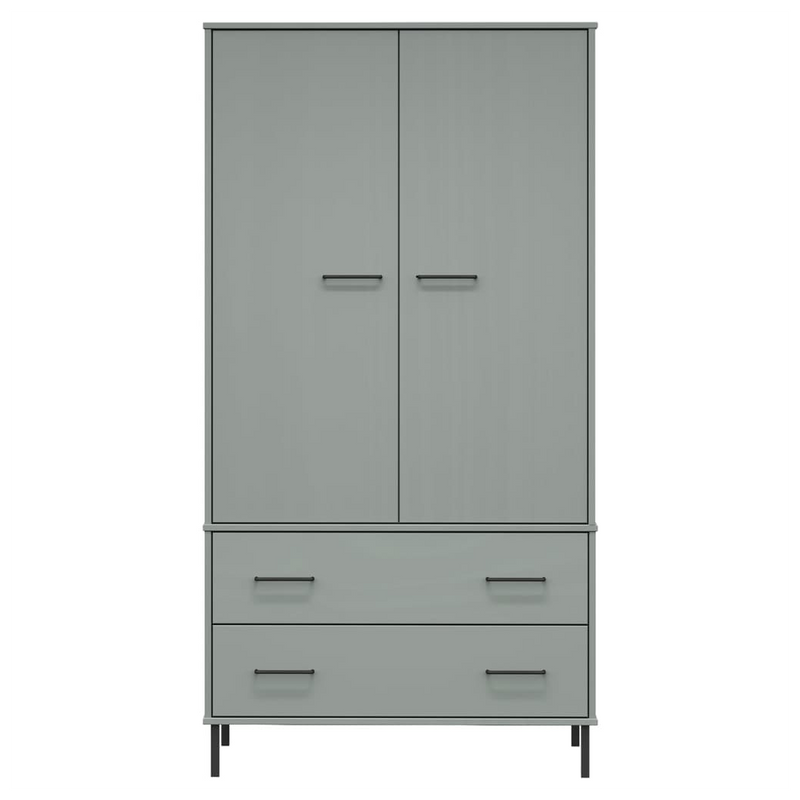 Wardrobe with Metal Legs Grey 90x55x172.5 cm Solid Wood OSLO