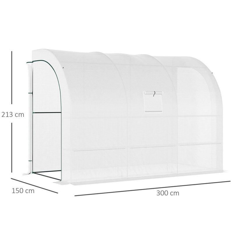 300 x 150 x 213 Plant Greenhouse Garden Nursery w/ Cover Window, White