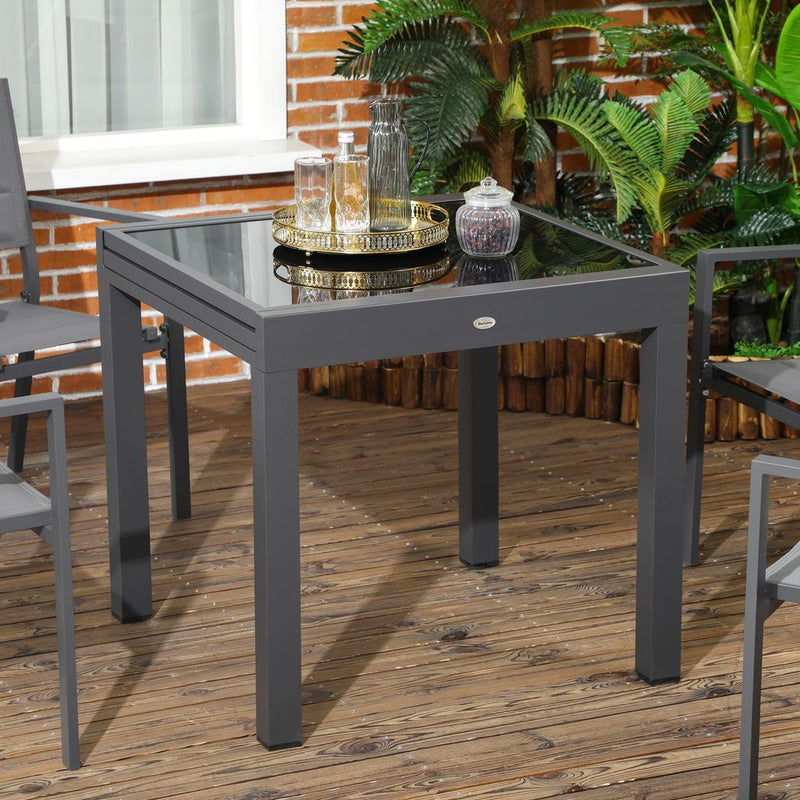 Extendable Outdoor Dining Table Patio Table with Aluminium Frame Black