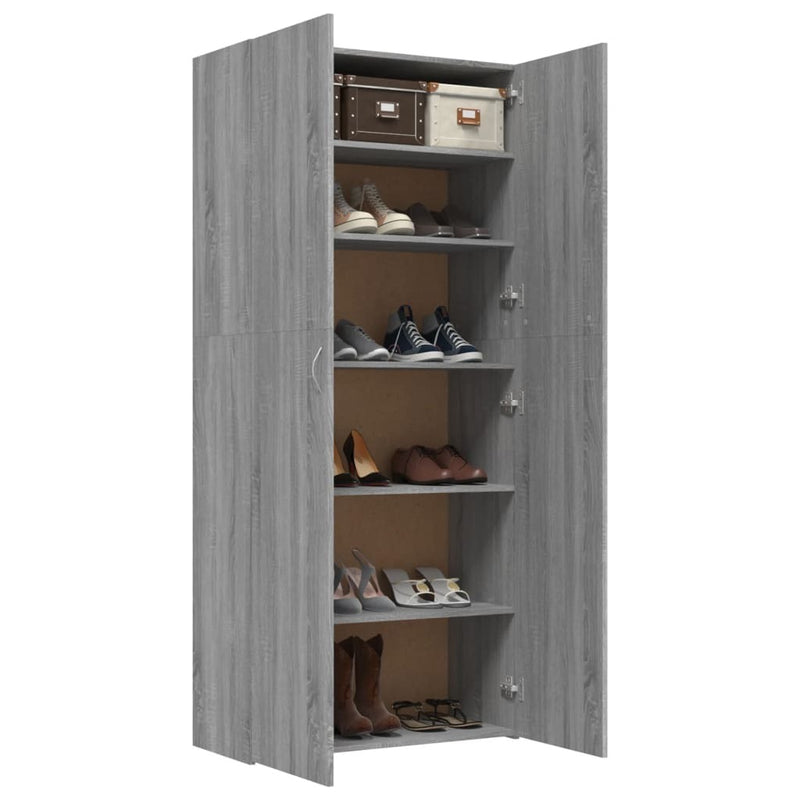 Shoe Cabinet Grey Sonoma 80x35.5x180 cm Engineered Wood