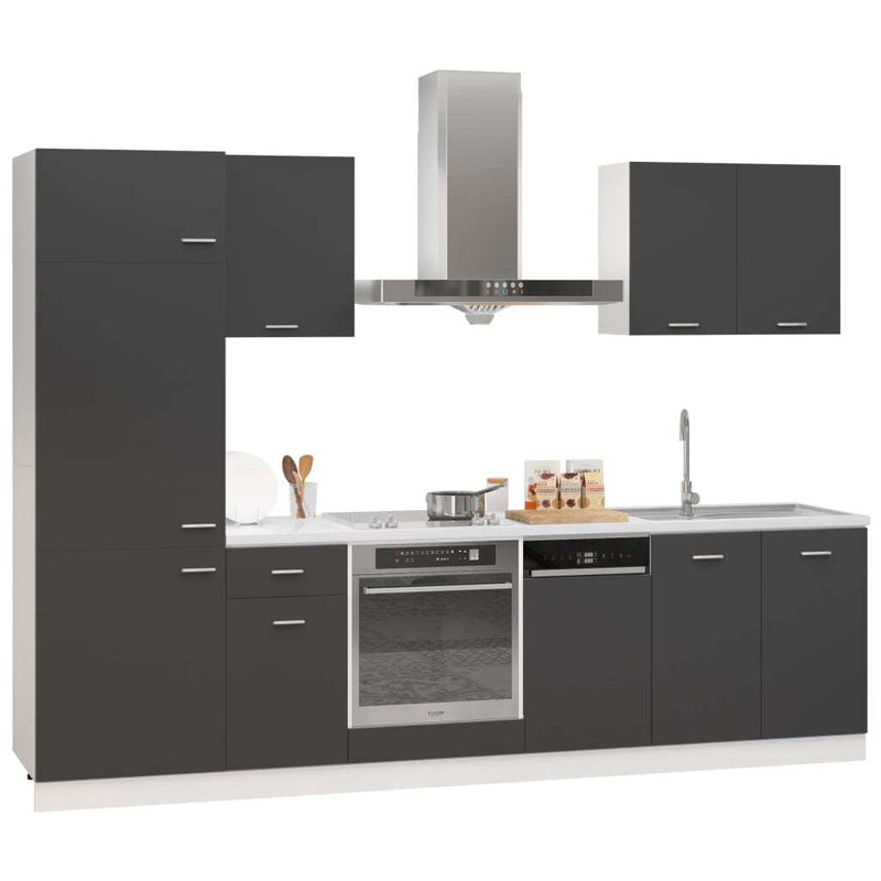 7 Piece Kitchen Cabinet Set Grey Engineered Wood