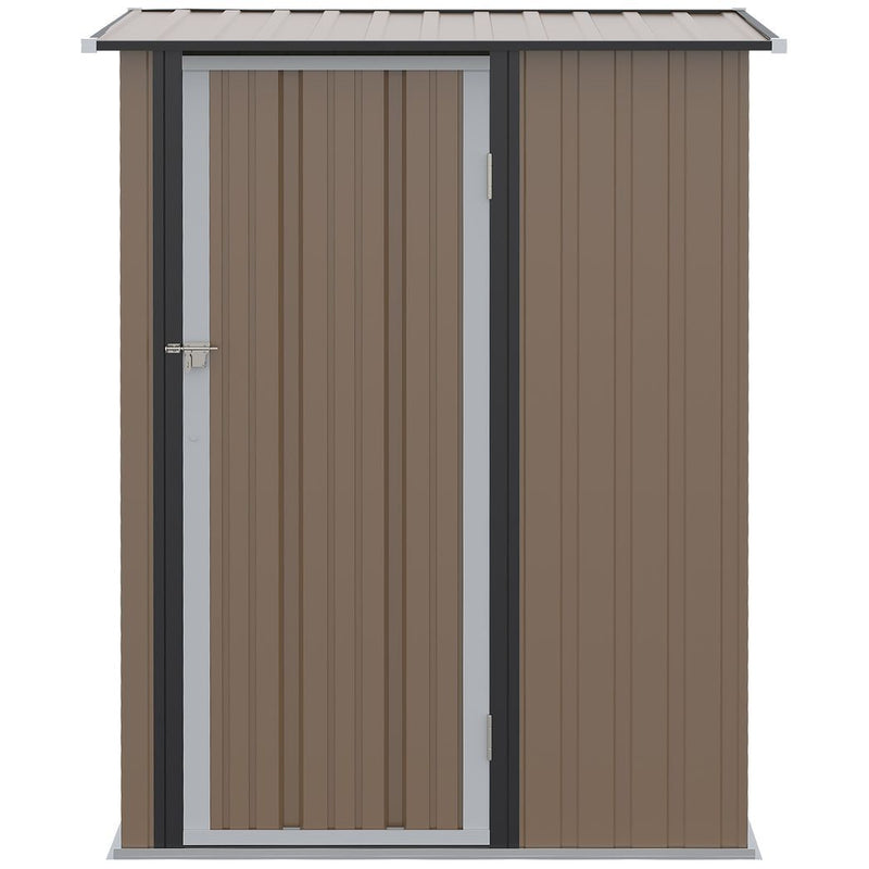 Outdoor Storage Shed Steel Garden Shed with Lockable Door Brown