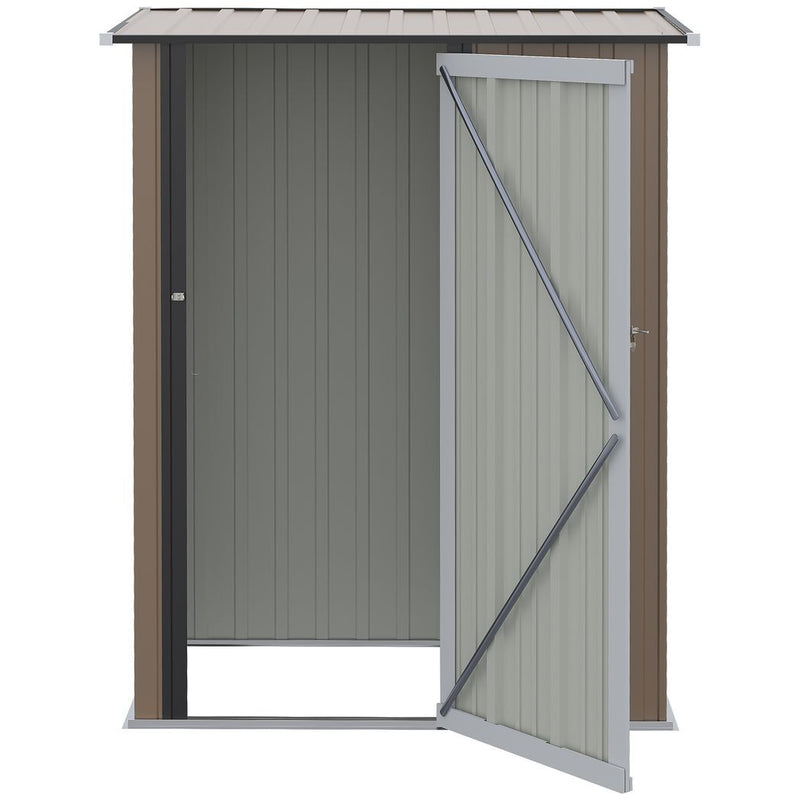 Outdoor Storage Shed Steel Garden Shed with Lockable Door Brown