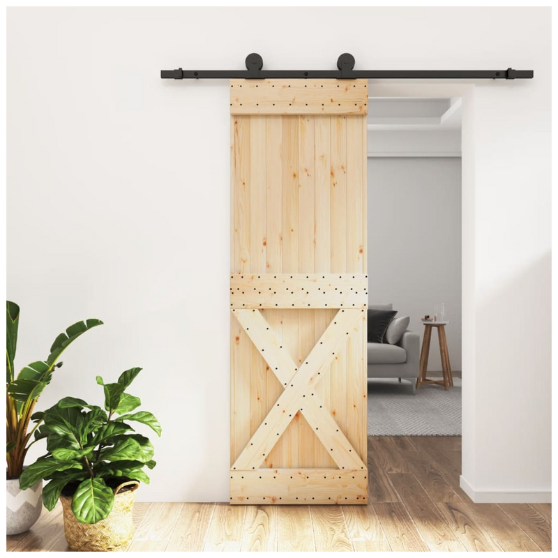 Sliding Door with Hardware Set 70x210 cm Solid Wood Pine