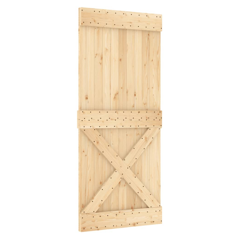 Sliding Door with Hardware Set 90x210 cm Solid Wood Pine