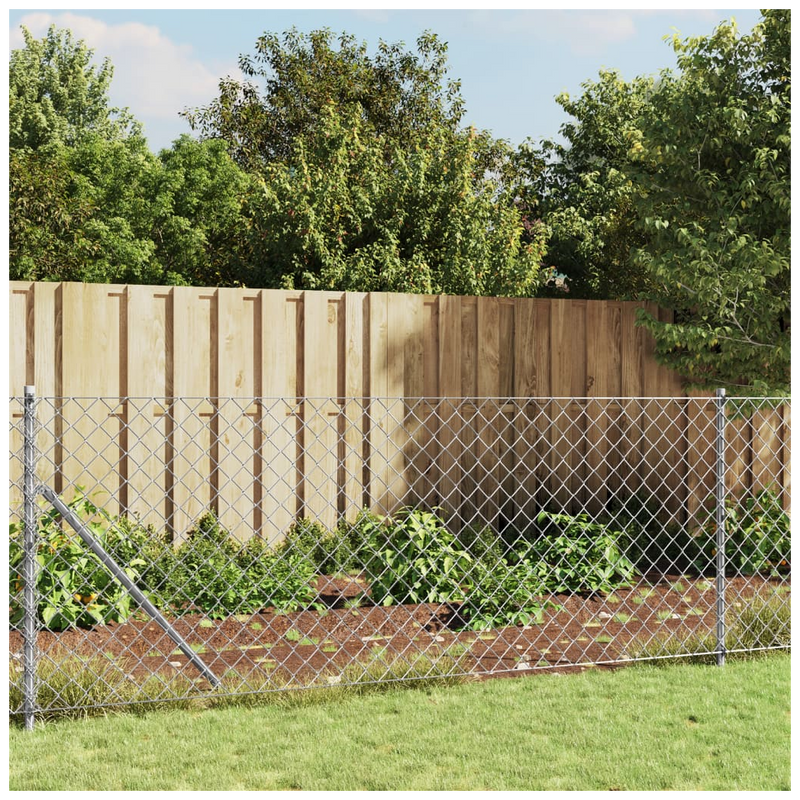 Chain Link Fence with Flange Silver 1.1x25 m