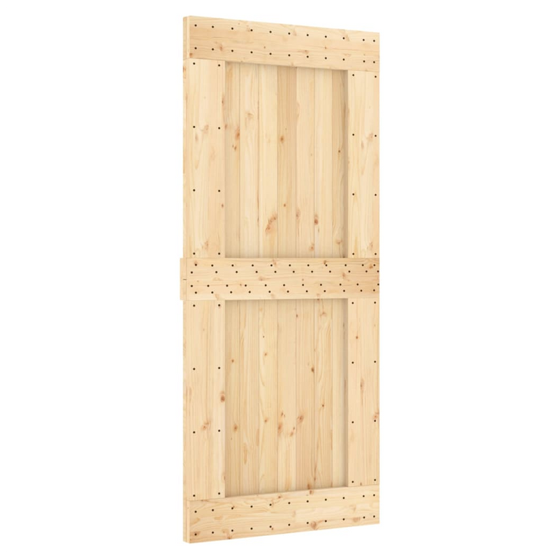 Sliding Door with Hardware Set 90x210 cm Solid Wood Pine