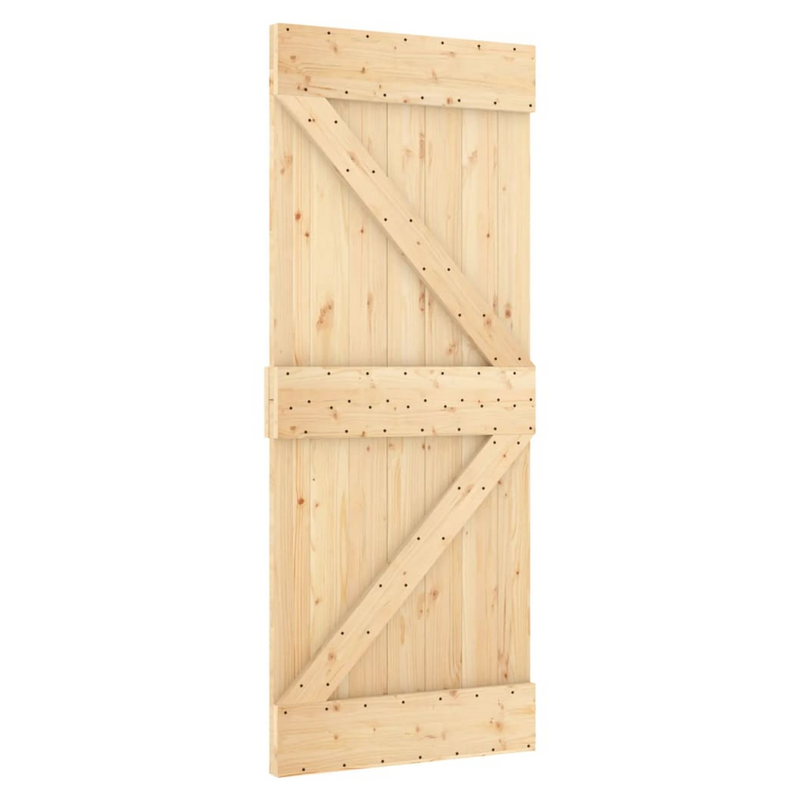 Sliding Door with Hardware Set 85x210 cm Solid Wood Pine